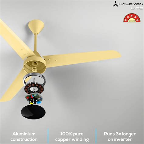 3 Blades Halcyon Breeze Master Lite Energy Saving BLDC Ceiling Fan