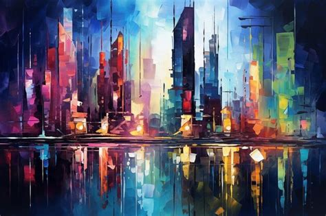 Premium AI Image | A city abstract painting