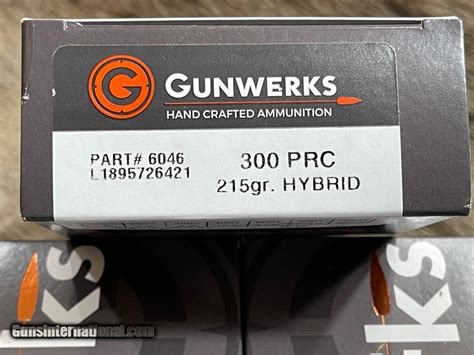 NEW GUNWERKS AMMUNITION 300 PRC 215 GR BERGER HYBRID SAME LOT 100 ROUNDS