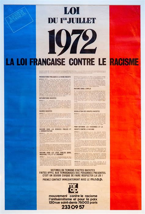 Loi racisme 1er juillet 1972 Musée de l histoire de l immigration