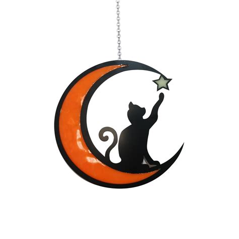 Indoor Outdoor Moon Cat Decoration Glow In The Dark Luminous Hanging