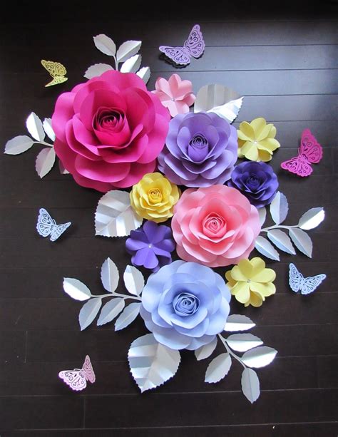 10 Piece Paper Flowers Color Customizable Nursery Etsy