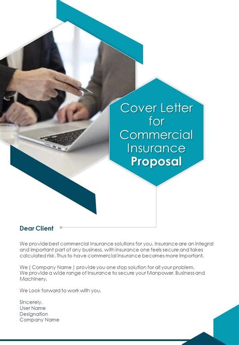 Cover Letter For Commercial Insurance Proposal One Pager Sample Example