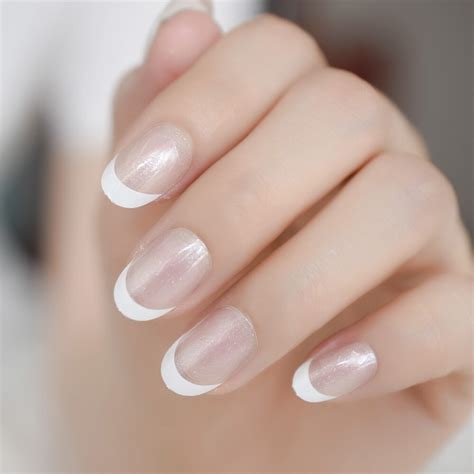 Long Shiny French Nail Natural Nude Full Cover Pla Grandado