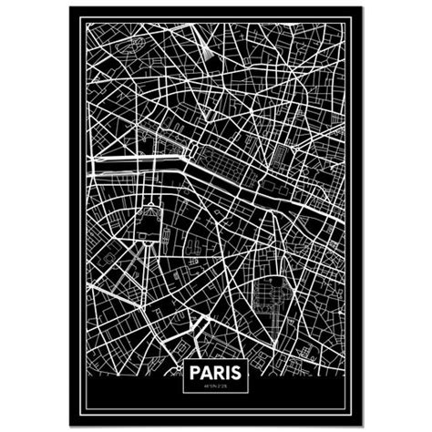 Panorama Cuadro De Aluminio Mapa Negro De Par S X Cm Con Ofertas En