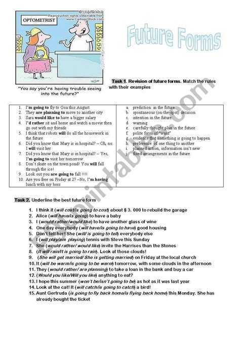 Revision Of Future Forms Esl Worksheet By Ksu