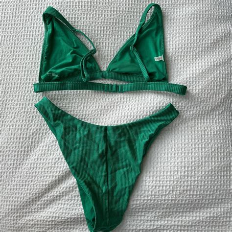 Shiny Ribbed Bikini From Aerie Both Size M Depop