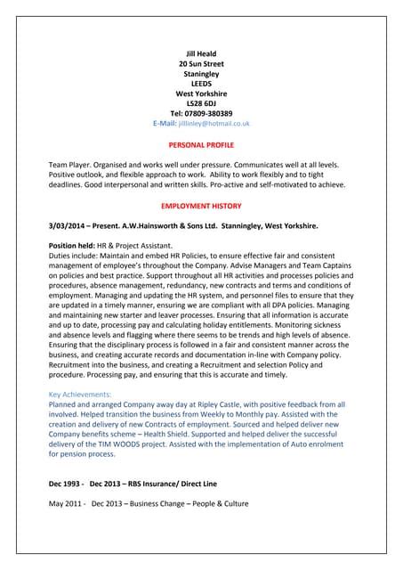 Jill Heald Cv Pdf