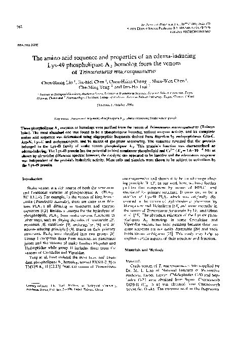 (PDF) Characterization of phospholipase A2 from the venom of Horned ...