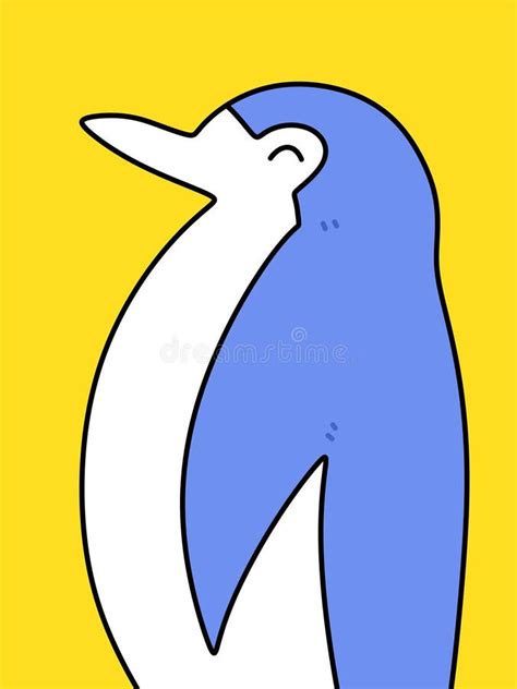 Desenho Animado De Pinguim Giro Sobre Fundo Amarelo Ilustra O Stock