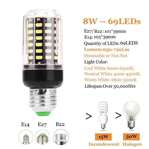 E27 E14 B22 LED Corn Bulb Lights 5W 6W 7W 8W 5730 SMD Home Bright Lamp