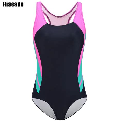 Riseado Esportes De Uma Pe A Mai Feminino Banho Retalhos Bodysuit