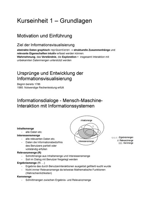 Zusammenfassung Informationsvisualisierung Kurseinheit Grundlagen