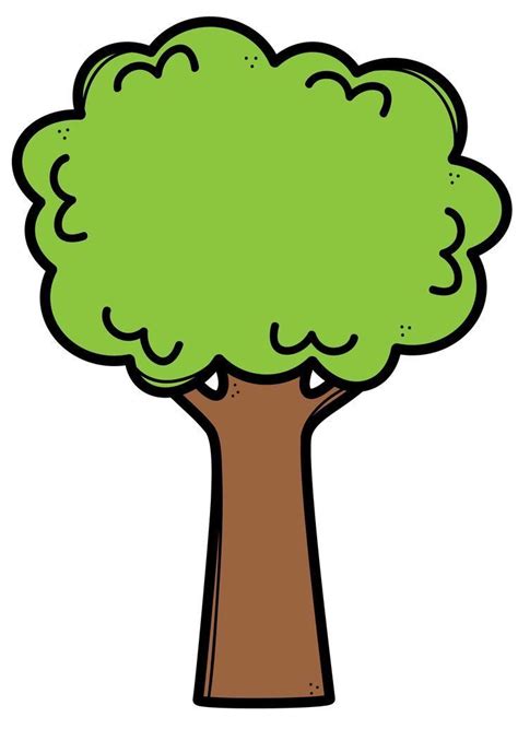 A Cartoon Tree With Green Leaves On The Top And Brown Trunk In Front