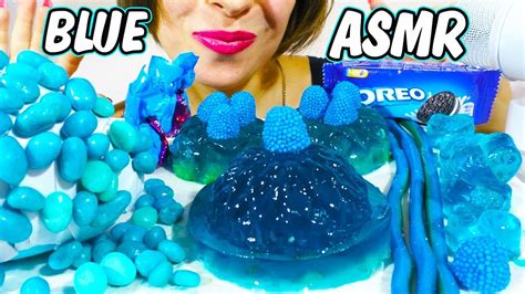 Asmr Blue Food Most Popular Jelly Gummy Candy Eating Sounds No