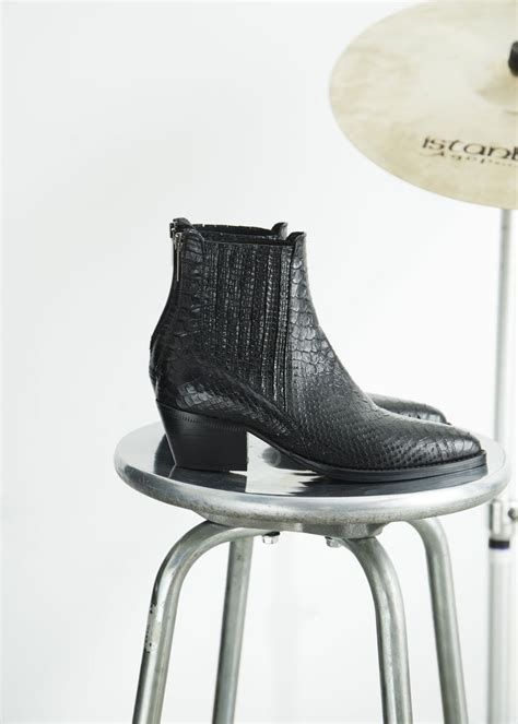 Colis E Paris Boots Esra Cuir Imprime Python Noir Chaussures