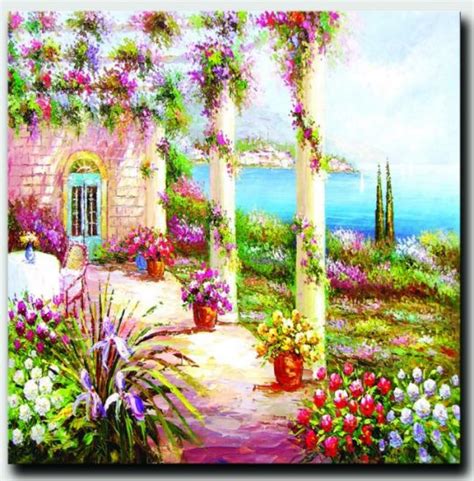 China Natural Scenery Wall Picture Home Decor Great Artwork Garden Scenery Oil Painting - China ...