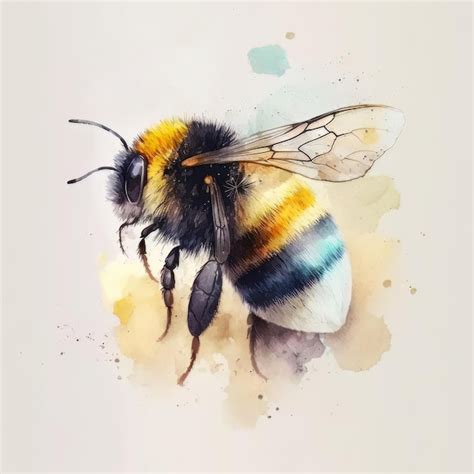 Premium Ai Image Cute Watercolor Bee On White Background Illustration