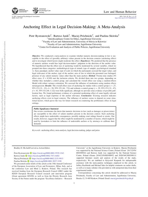 (PDF) Anchoring Effect in Legal Decision-Making: A Meta-Analysis