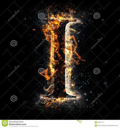 Fire letter I. stock illustration. Illustration of black - 50681740 ...