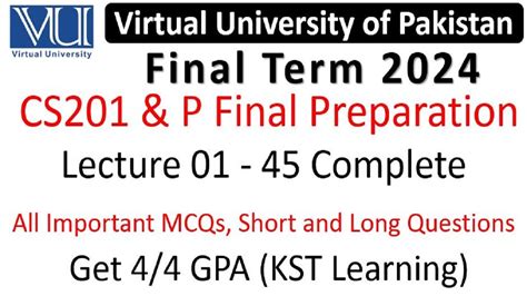 Cs Final Term Preparation Cs P Final Term Preparation Youtube