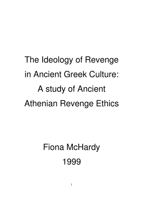 (PDF) ‘The ideology of revenge in ancient Greek culture: a study of ...