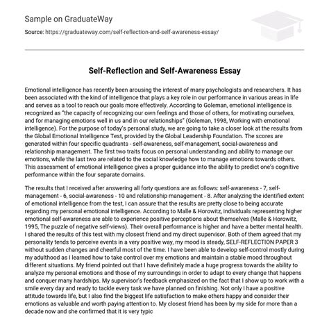 ⇉self Reflection And Self Awareness Essay Essay Example Graduateway