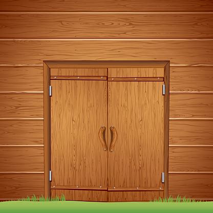 Wooden Barn Door Vector Image Stock Illustration - Download Image Now ...