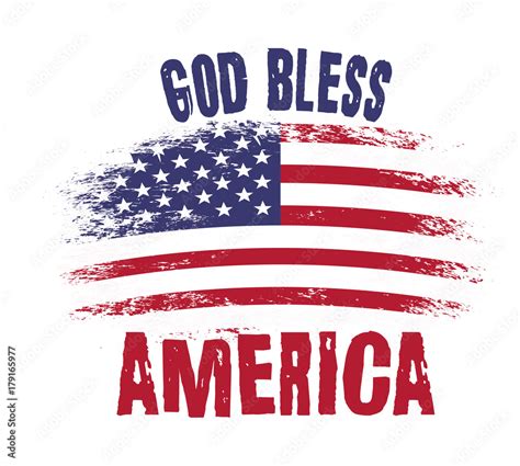 God Bless America Vector Typography Illustration With American Flag T