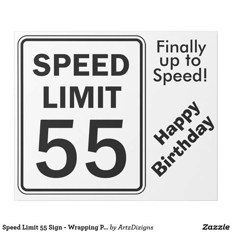 Speed Limit 55 Sign Wrapping Paper 55th Birthday Party Ideas Happy