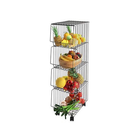 Mocosy Tier Metal Vegetable Fruit Storage Rack Wire Basket With