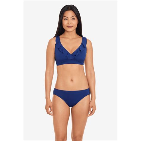 Lauren By Ralph Lauren Ruffle Trim V Neck Bikini Top Women