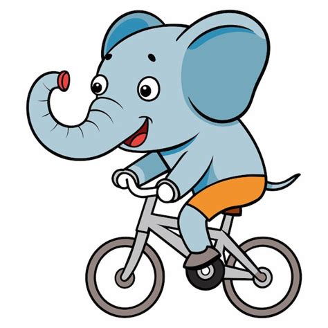 Un Dibujo Animado De Un Elefante Montando Una Bicicleta Con Una Cara De