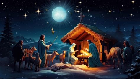 Premium Photo | Christmas nativity scene Baby Jesus Christ Mary and ...