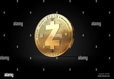 Golden Zcash Zec Cryptocurrency Coin Isolated On Black Background D