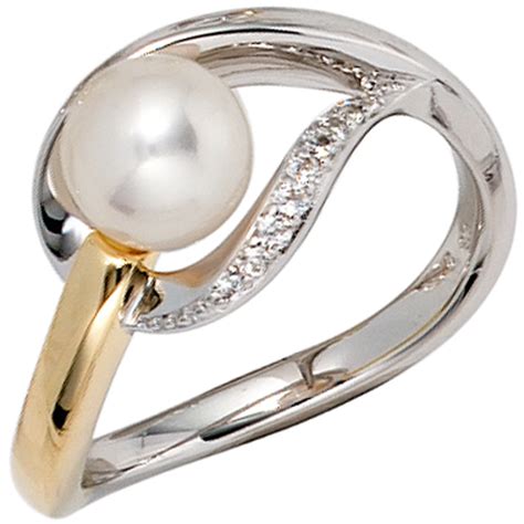 Traumringe24 Damen Ring 585 Gold Weißgold Gelbgold bicolor 1