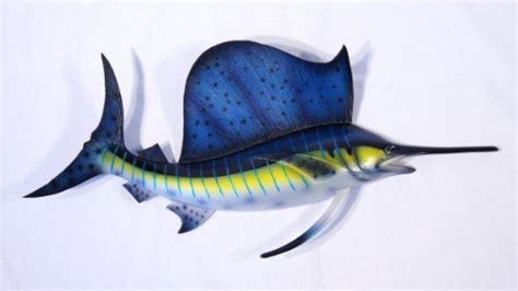 Handpainted Sailfish Wall Mount Decor Plaque 18 By Star 1599