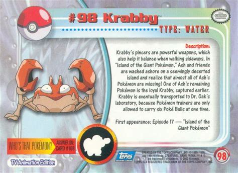 Krabby Wert Bild K Nstler Seltenheit Pokemonkarte De