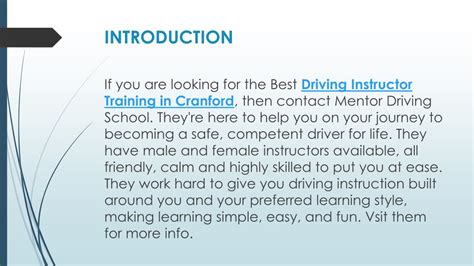 Ppt Best Driving Instructor Training In Cranford Powerpoint