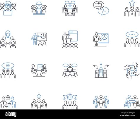 Executive Briefing Line Icons Collection Leadership Strategy