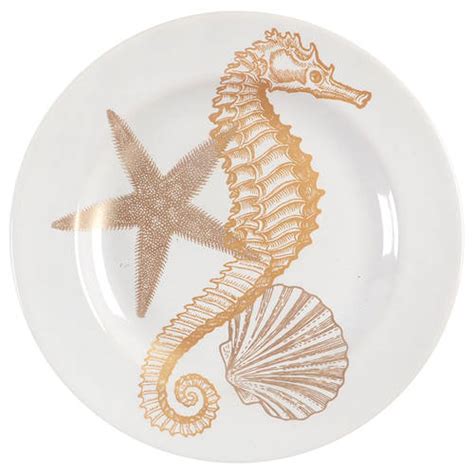 Coastal Life Gold Yellow Appetizer Plate By Fifth Pts