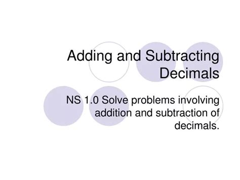 Ppt Adding And Subtracting Decimals Powerpoint Presentation Free