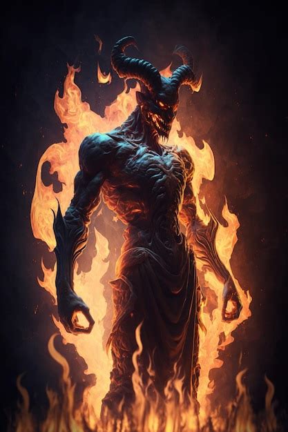 Premium Ai Image A Demon With Flames On His Face