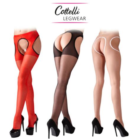 Cottelli Collection Legwear Sexy Ouvert Suspender Tights Clotchless