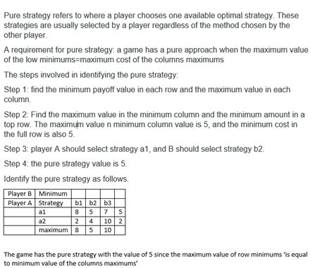 Solved Consider The Following Two Person Zero Sum Game Payoffs Are