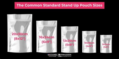 The 5 Common Standard Stand Up Pouch Sizes Design And Printing Company In Kwara State Nigeria