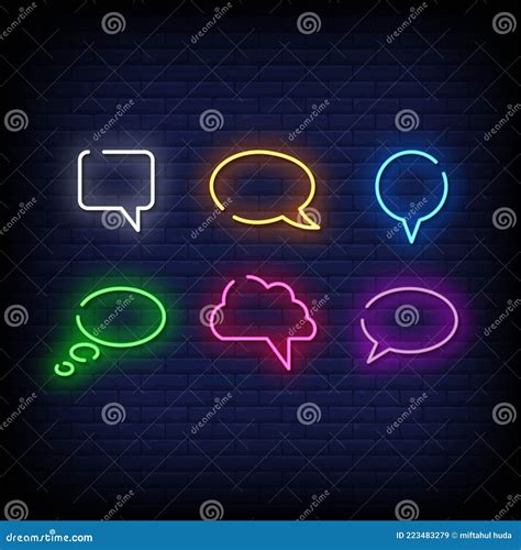 Speech Bubble Symbol Neon Signs Style Vector Stock Vector