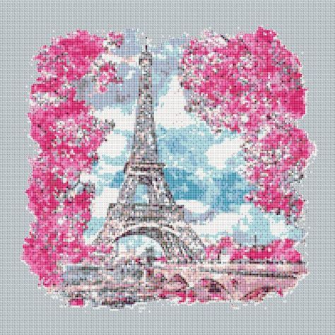 Watercolour Eiffel Tower Paris Cross Stitch Pattern Pdf Etsy Uk