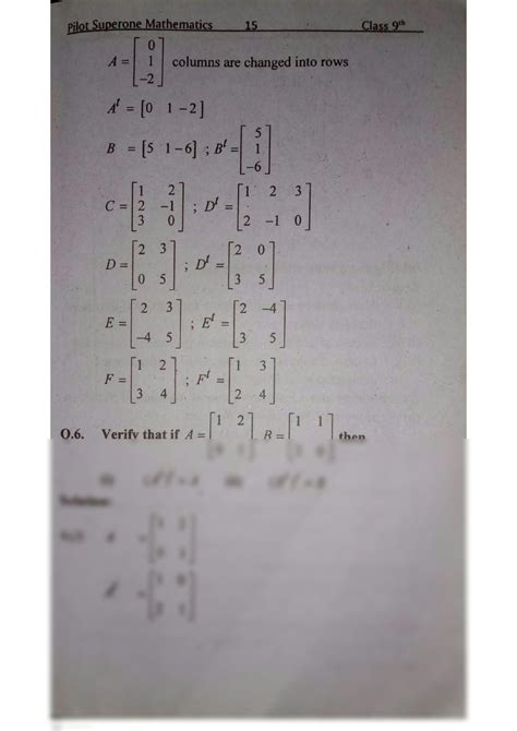 Solution Matrices Exercise Continue Th Class Studypool