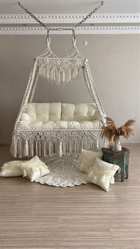 Outdoor Indoor Macrame Swing Bed Hanging Chair Hanging Porch Swing